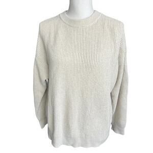 Wilfred Cream Waffle Knit Crewneck Sweater wool cotton neutral quiet luxury